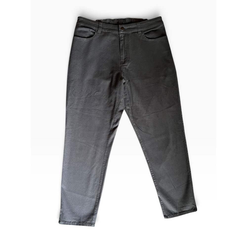 Pact Organic Cotton Charcoal Gray Elastic Back Straight Leg Pants Women's Large
